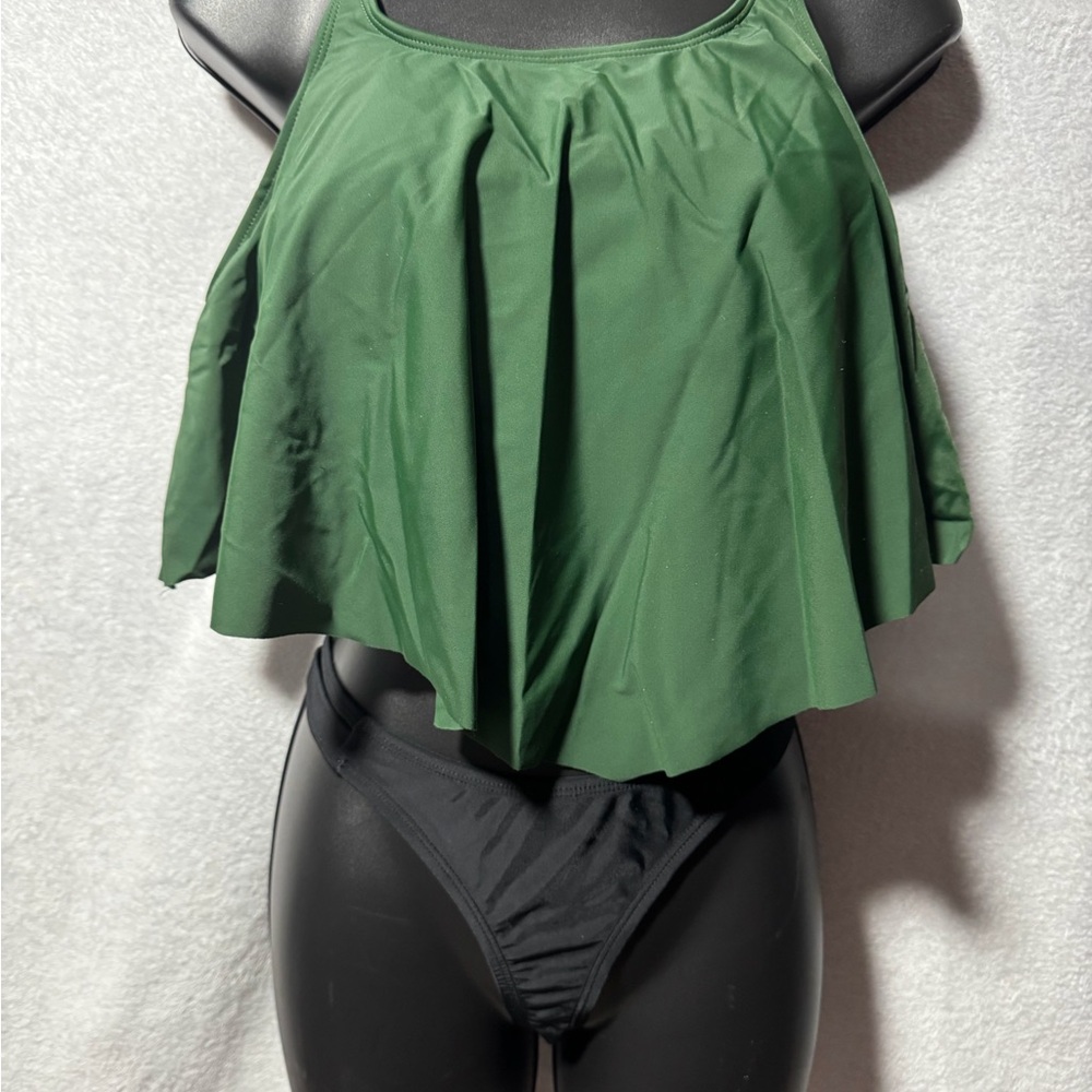 Forest Green Women's Flounce Swim Top